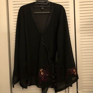 Lane Bryant Black Kimono Blouse, Size 14/16